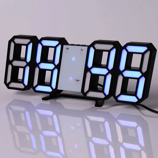 3D LEDデジタル目覚まし時計、カラフルなディスプレイ、12/24時間表示、オフィス、リビングルーム、寝室、キッチンに最適