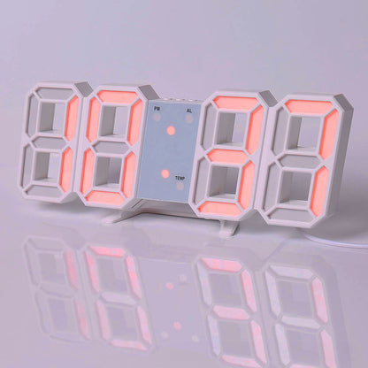 3D LEDデジタル目覚まし時計、カラフルなディスプレイ、12/24時間表示、オフィス、リビングルーム、寝室、キッチンに最適